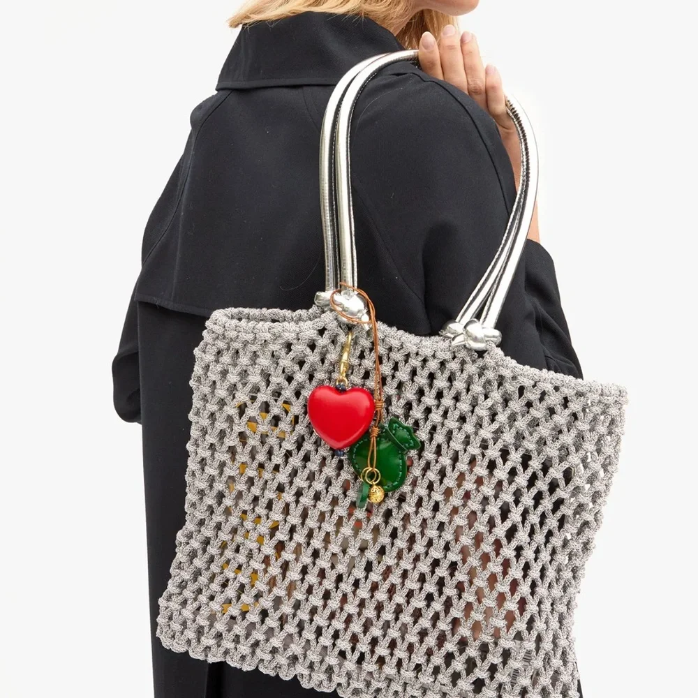 Clare V Grand heart fob in poppy NWT retail $85
